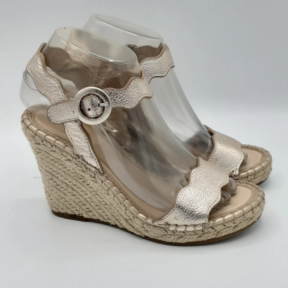 Marc Fisher Kai Metallic Espadrille Wedge Sandals.